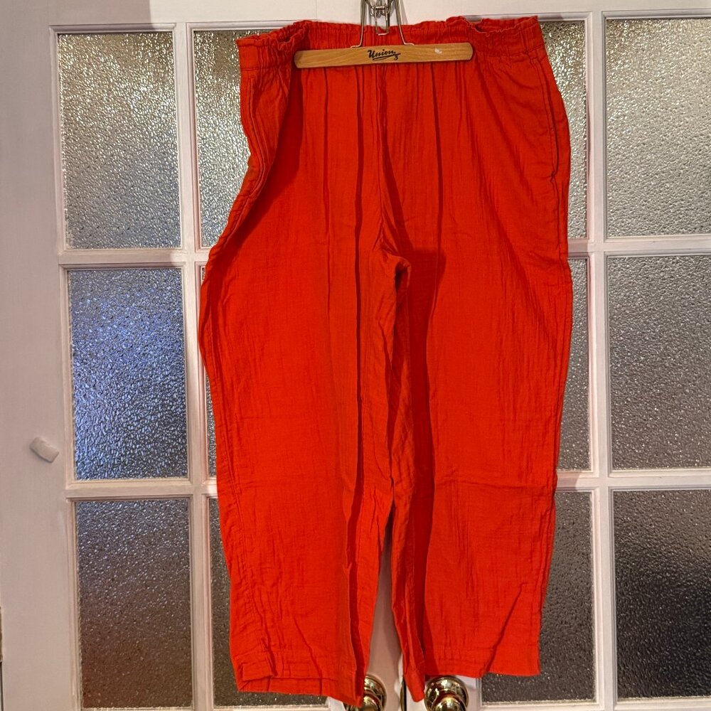 OLD NAVY Seersucker Cotton Wide Leg Pull On Pant
